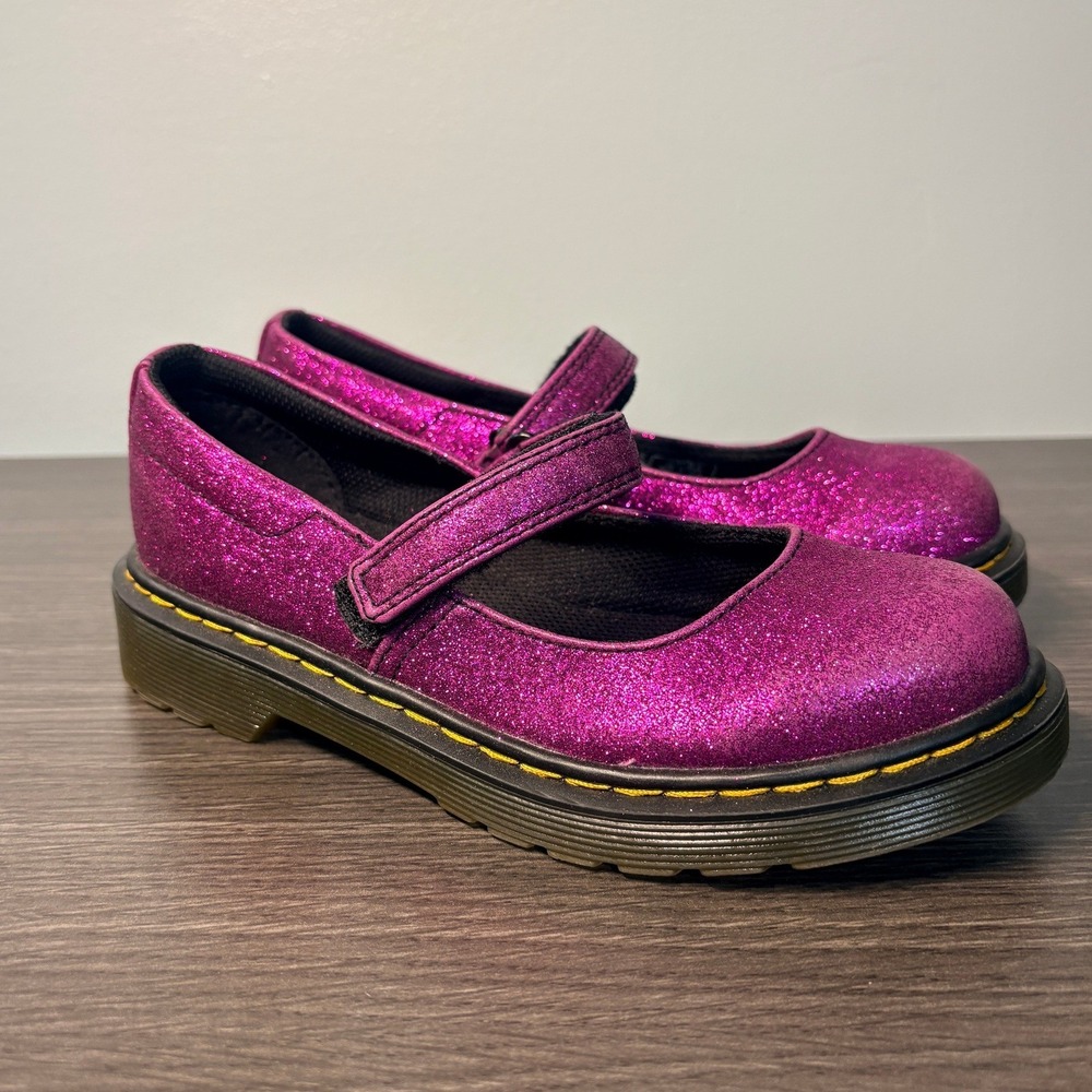 Dr. Martens Maccy Purple Glitter Mary Jane Shoes Kids Size 2 US 1 UK 33 EU